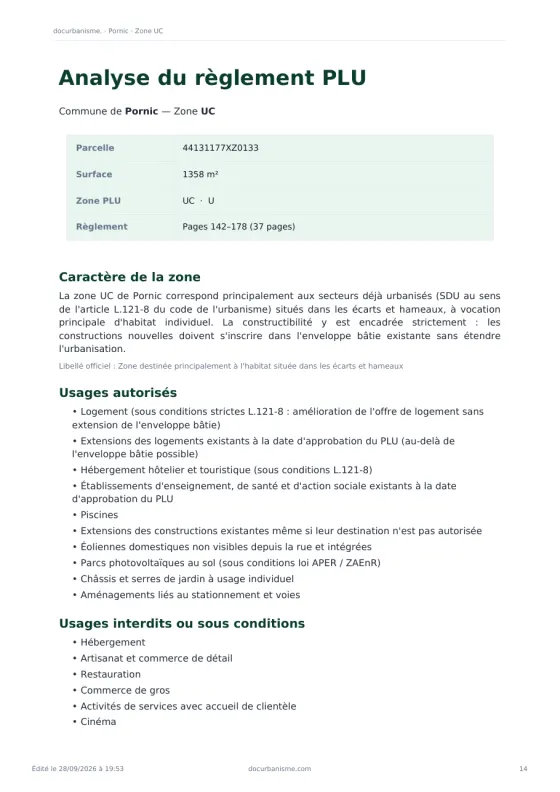 Analyse du règlement de la zone : usages autorisés et interdits